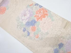 アンティーク　草花模様織り出し袋帯（材料）